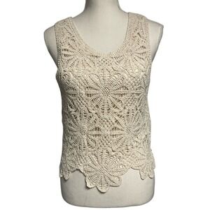 Simply Couture Ivory Crochet Floral Tank Top